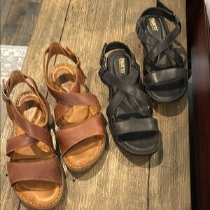 Born Women’s Sandals - two pairs one Black and one Brown